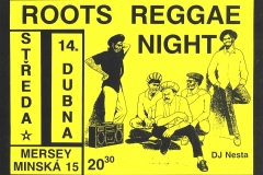 Poster Roots Reggae night,  14 April 1999